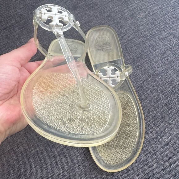 TORY BURCH Women’s Mini Miller Jelly Thong Flip Flop Sandals Clear Sz 8 - Picture 8 of 13